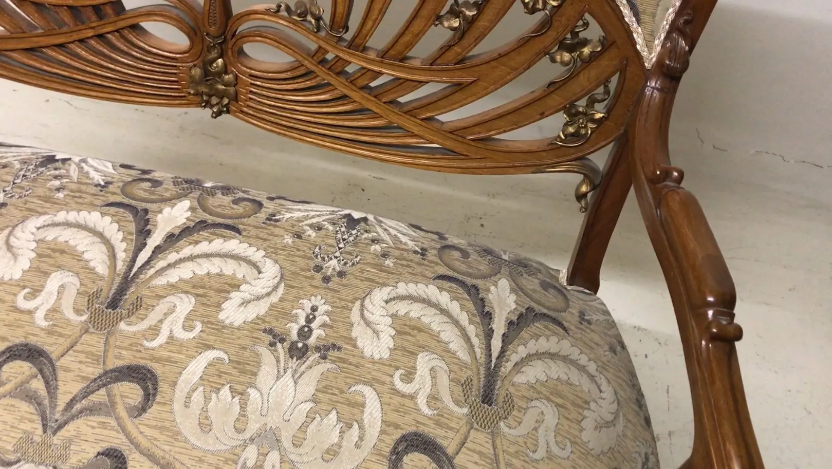 Three antique armchairs with floral Art Nouveau design