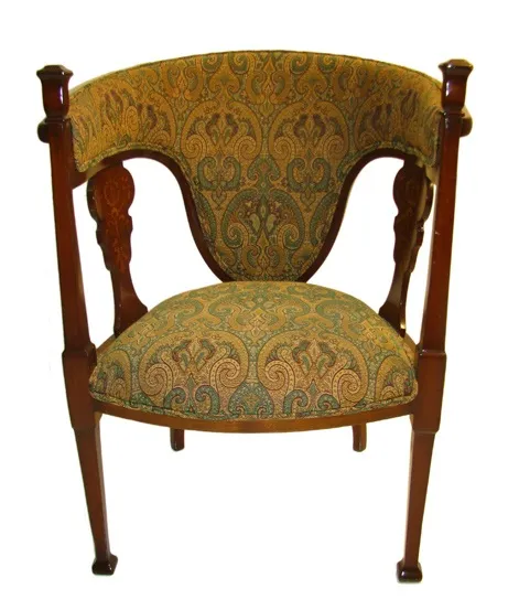 armchairs and chairs featuring art nouveau design, colorful and elegant in a cozy setting