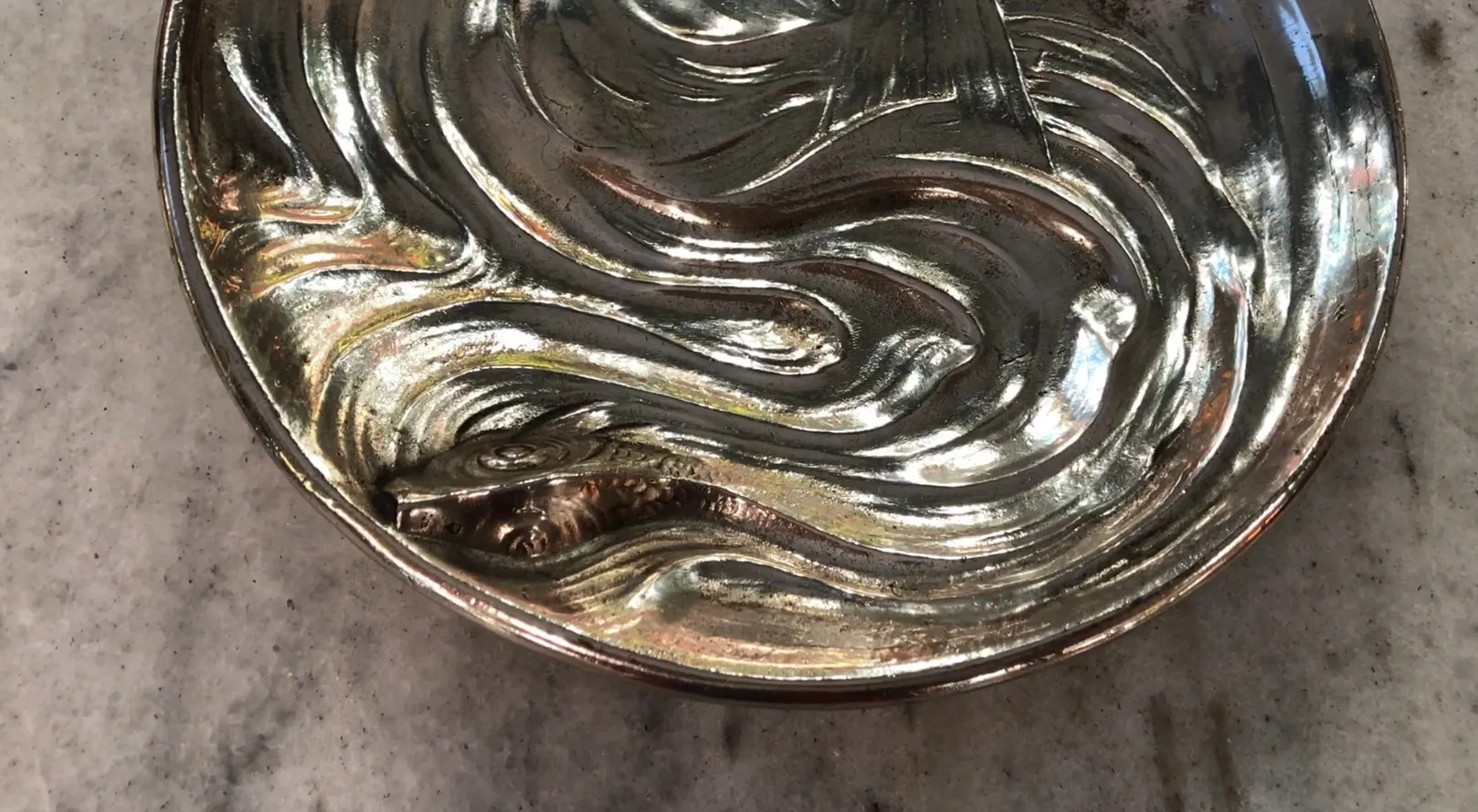 antique WMF card tray with wavy design