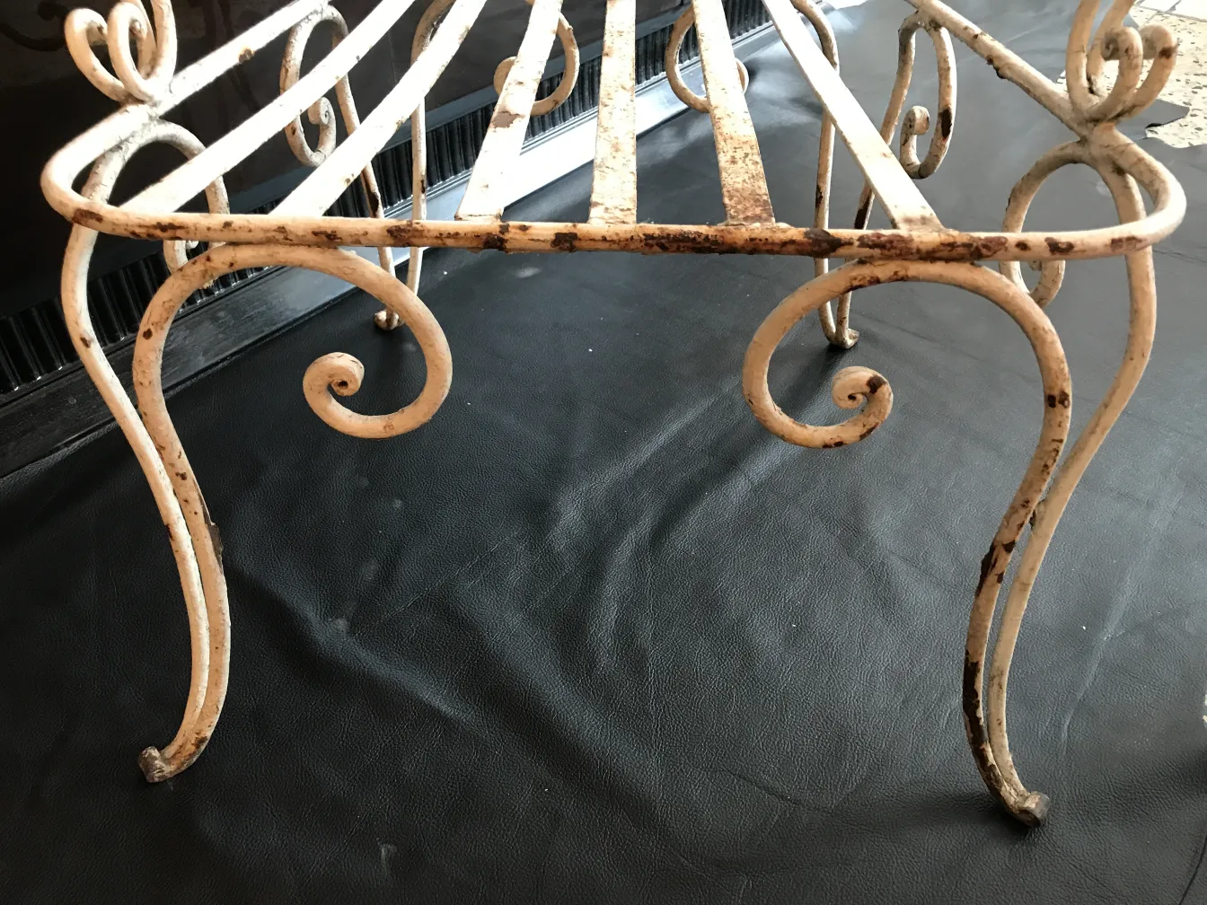 four antique garden armchairs with curved legs and handcrafted design