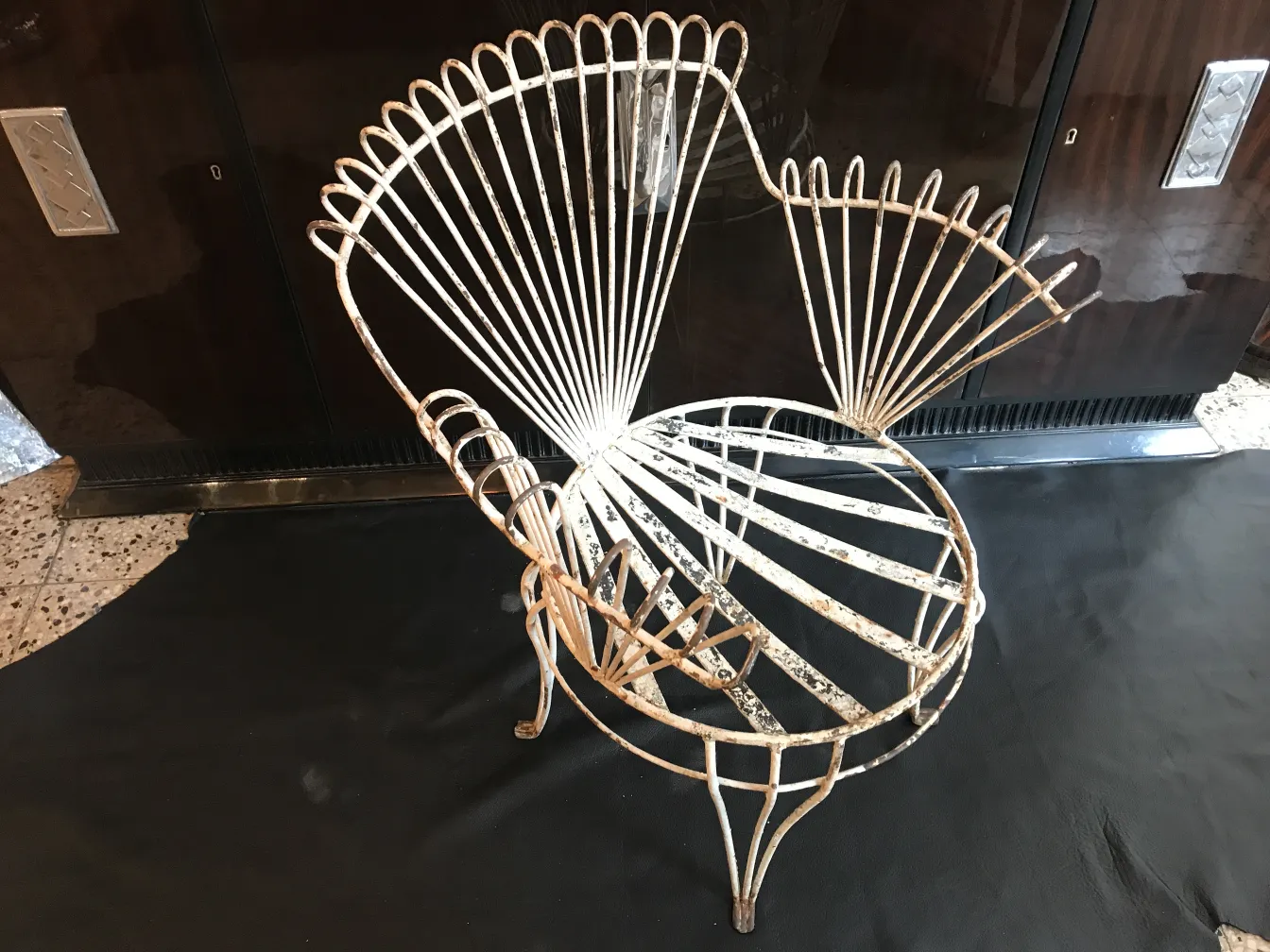 Four antique garden armchairs with unique design, perfect for outdoors