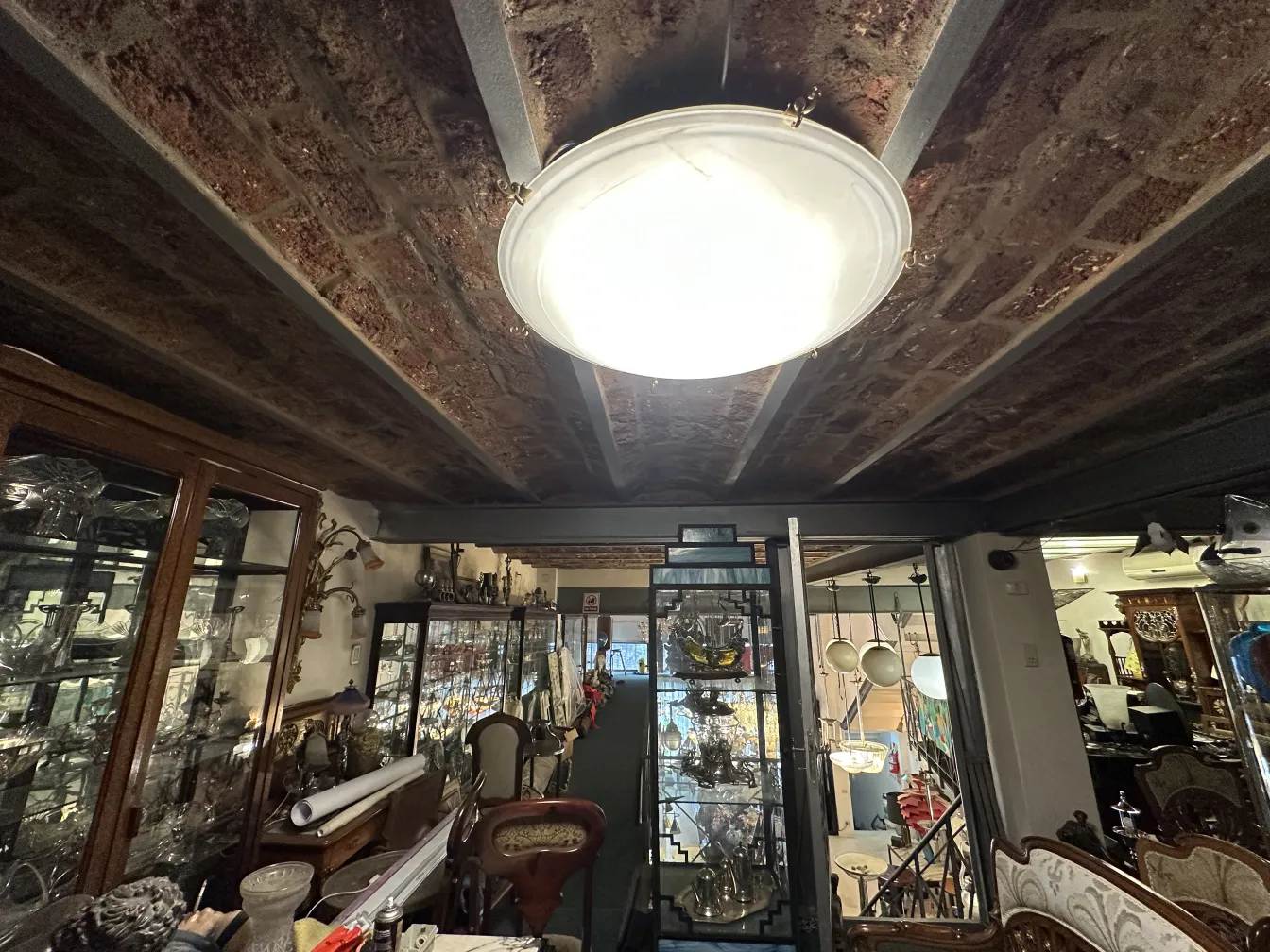 four antique ceiling lights on the ceiling