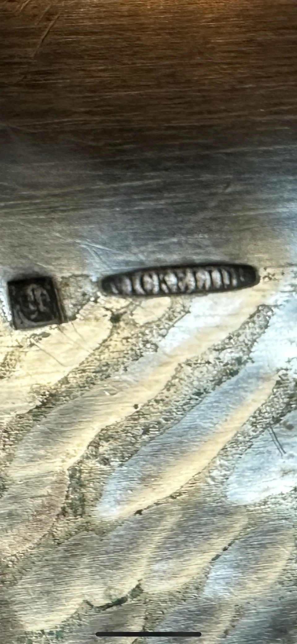 antique tray featuring intricate engravings