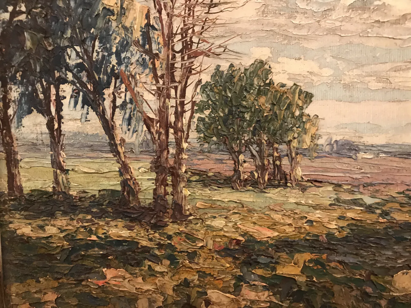 pintura Crispino com árvores e paisagem natural