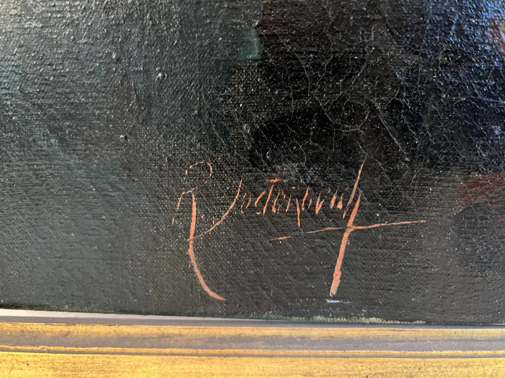 pintura antiga com assinatura visível na parte inferior