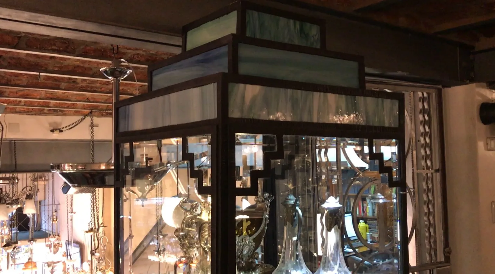 Antique display cabinet with showcase shelves