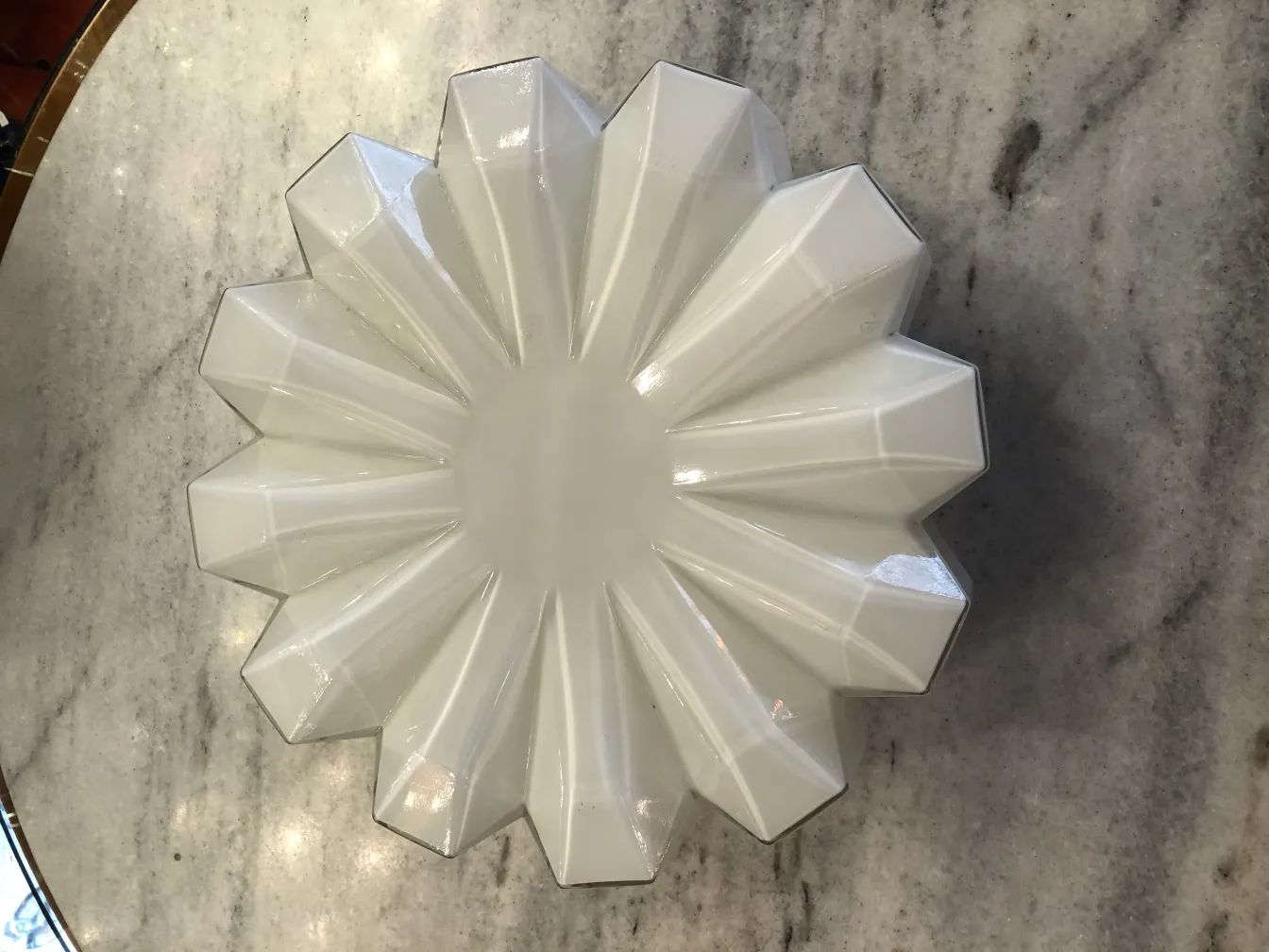 White antique ceiling light with geometric shape
