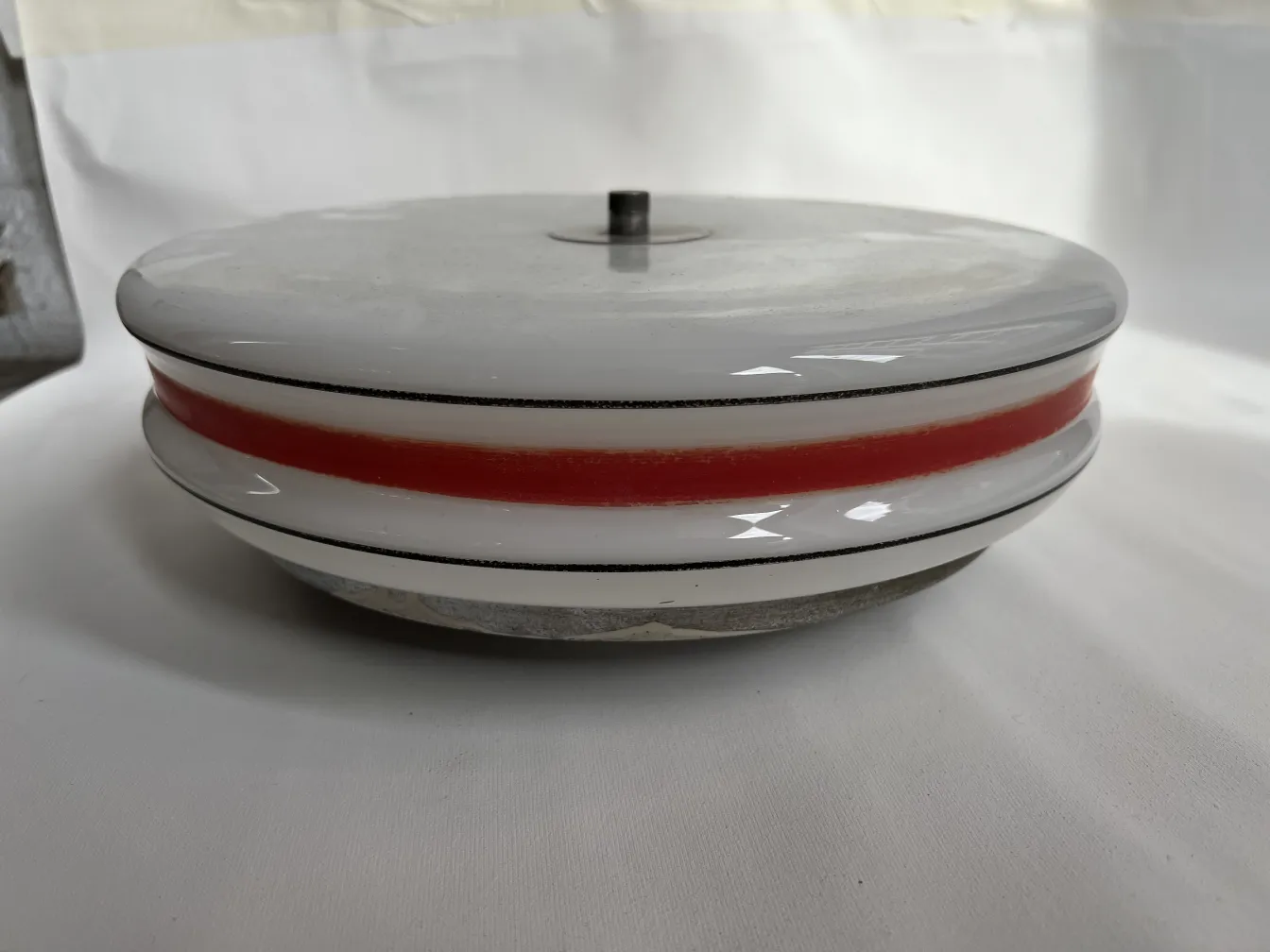 vintage ceiling light with red stripe and elegant design