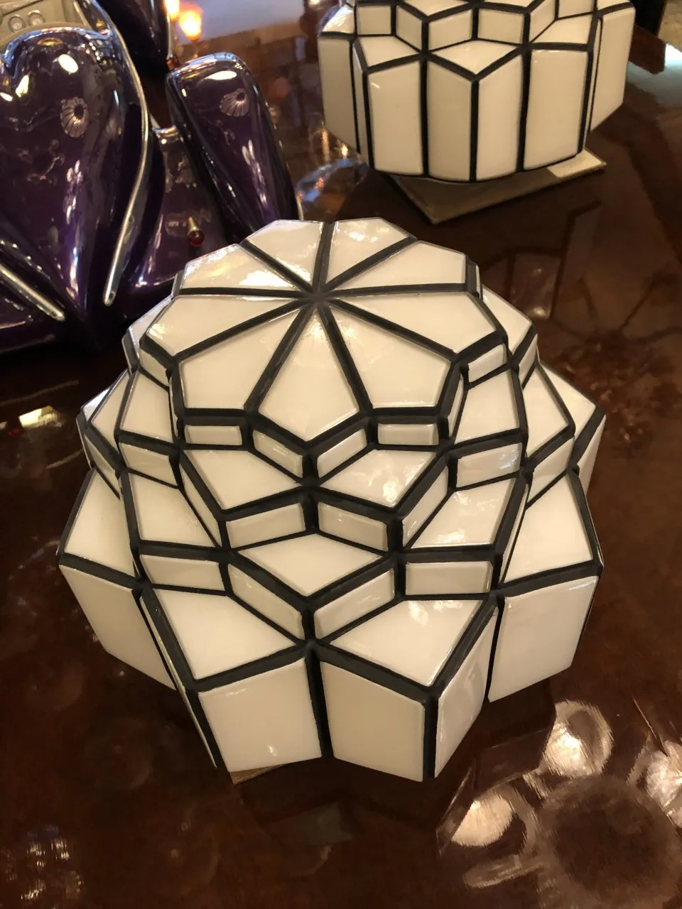 2 antique ceiling lights with white glass and modern design