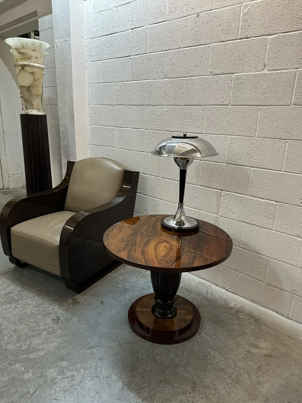 two antique table lamps with elegant base in modern setting