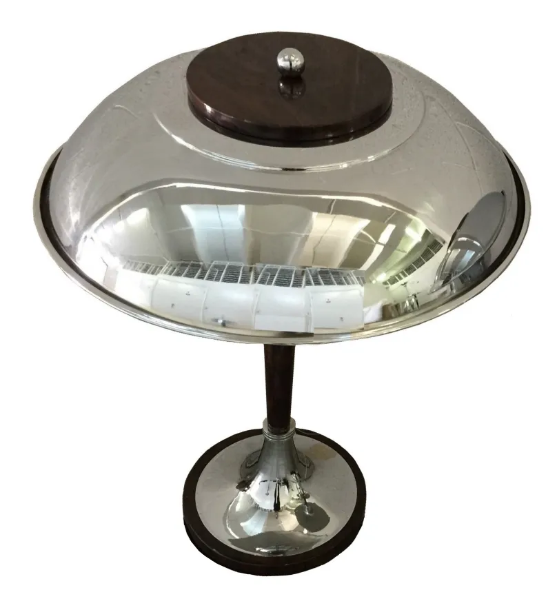 Two antique table lamps with a metal base and reflective dome.