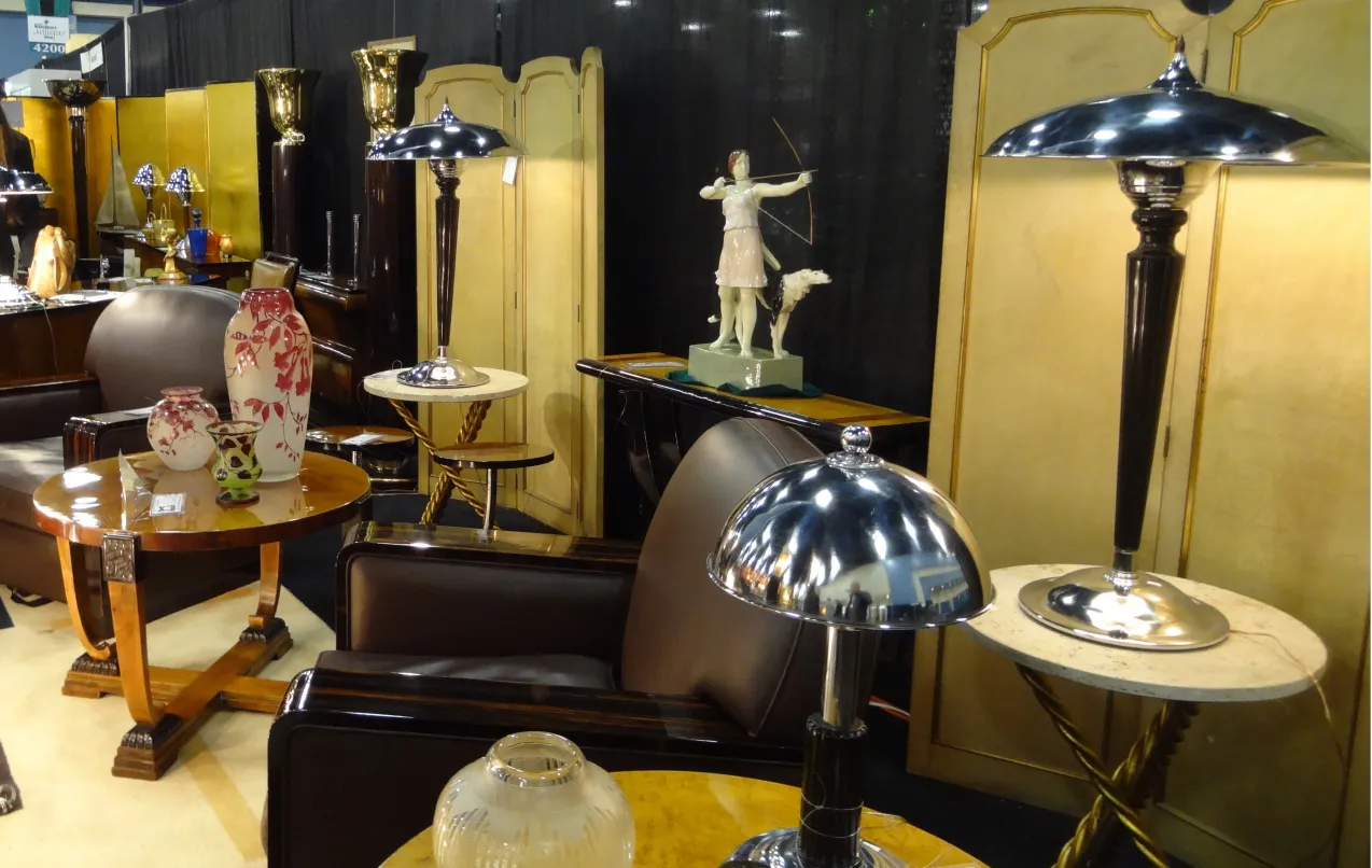 two antique table lamps in a stylish setting