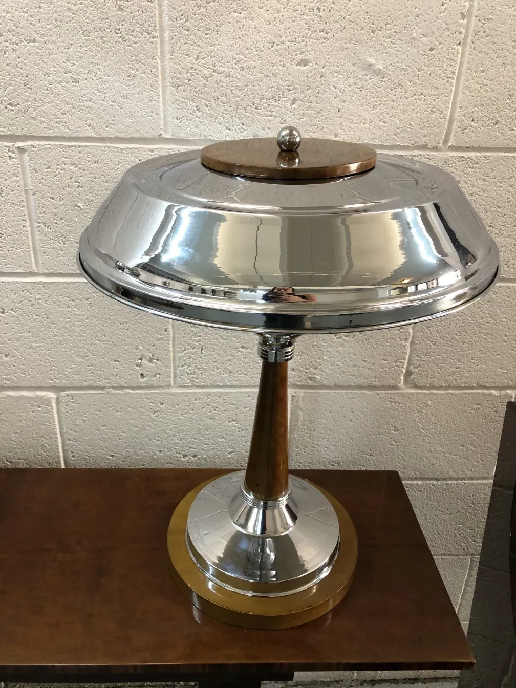 2 antique table lamps with shiny bases, elegant decor