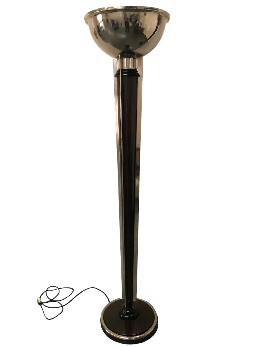 two antique floor lamps with modern base and shade