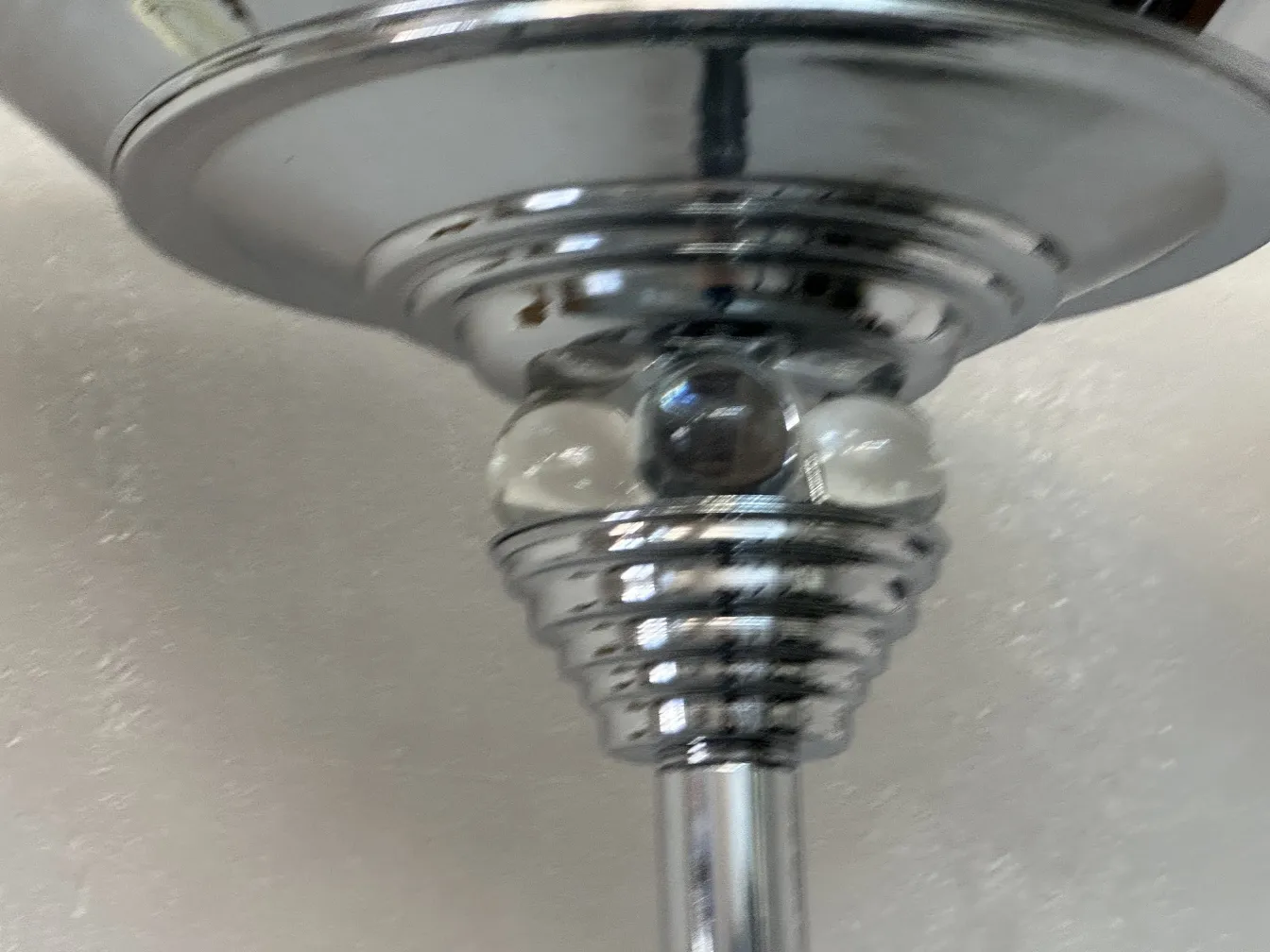 Close-up of details on 2 antique floor lamps