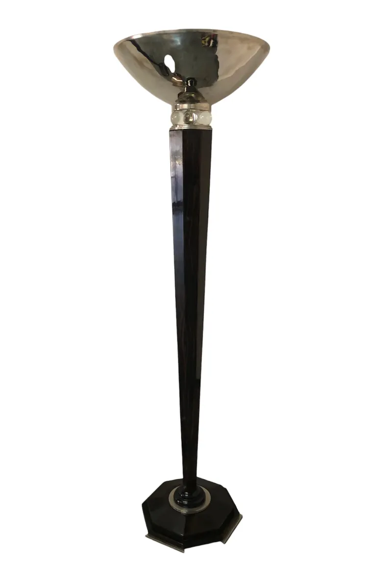 Set of two antique floor lamps with elegant design in a classic setting