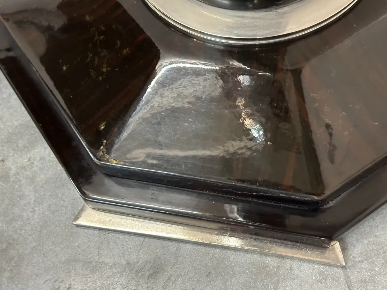 Detailed view of 2 antique floor lamps with decorative base