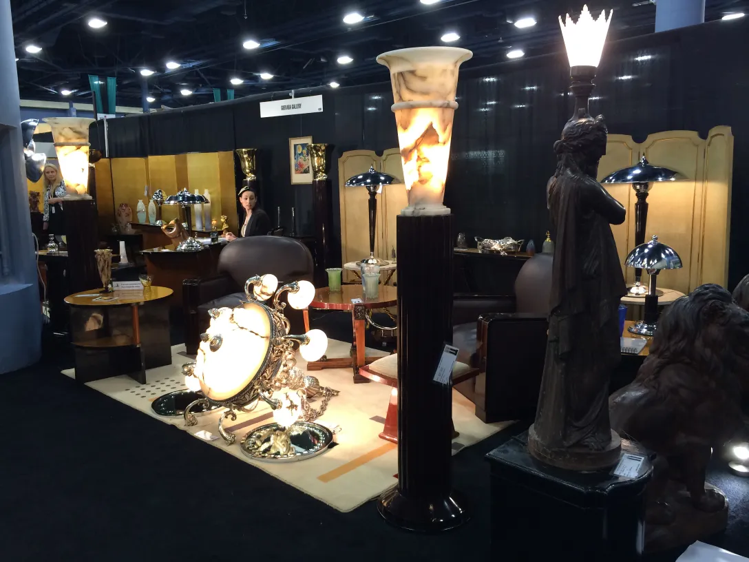 Antique floor lamps with elegant shapes in a decorative setting