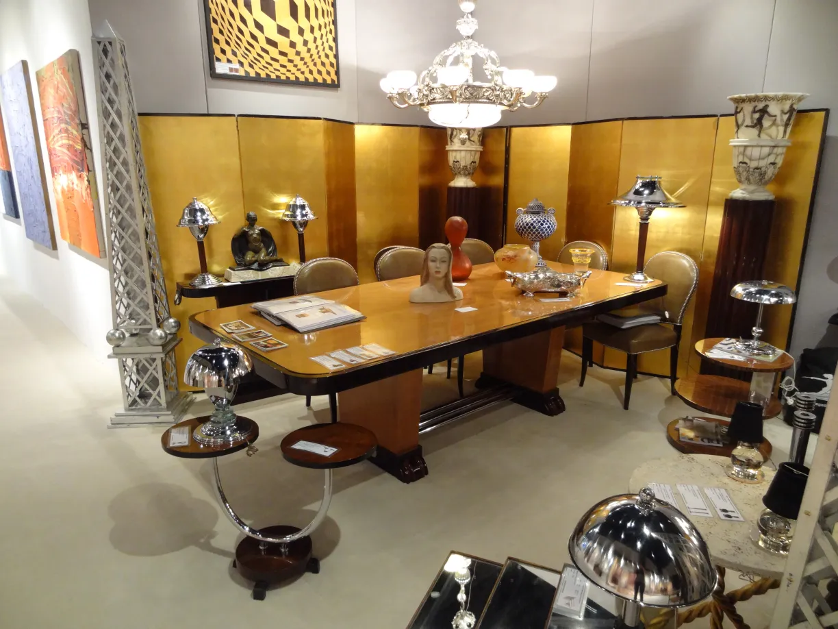 two antique floor lamps with elegant design in an artistic setting