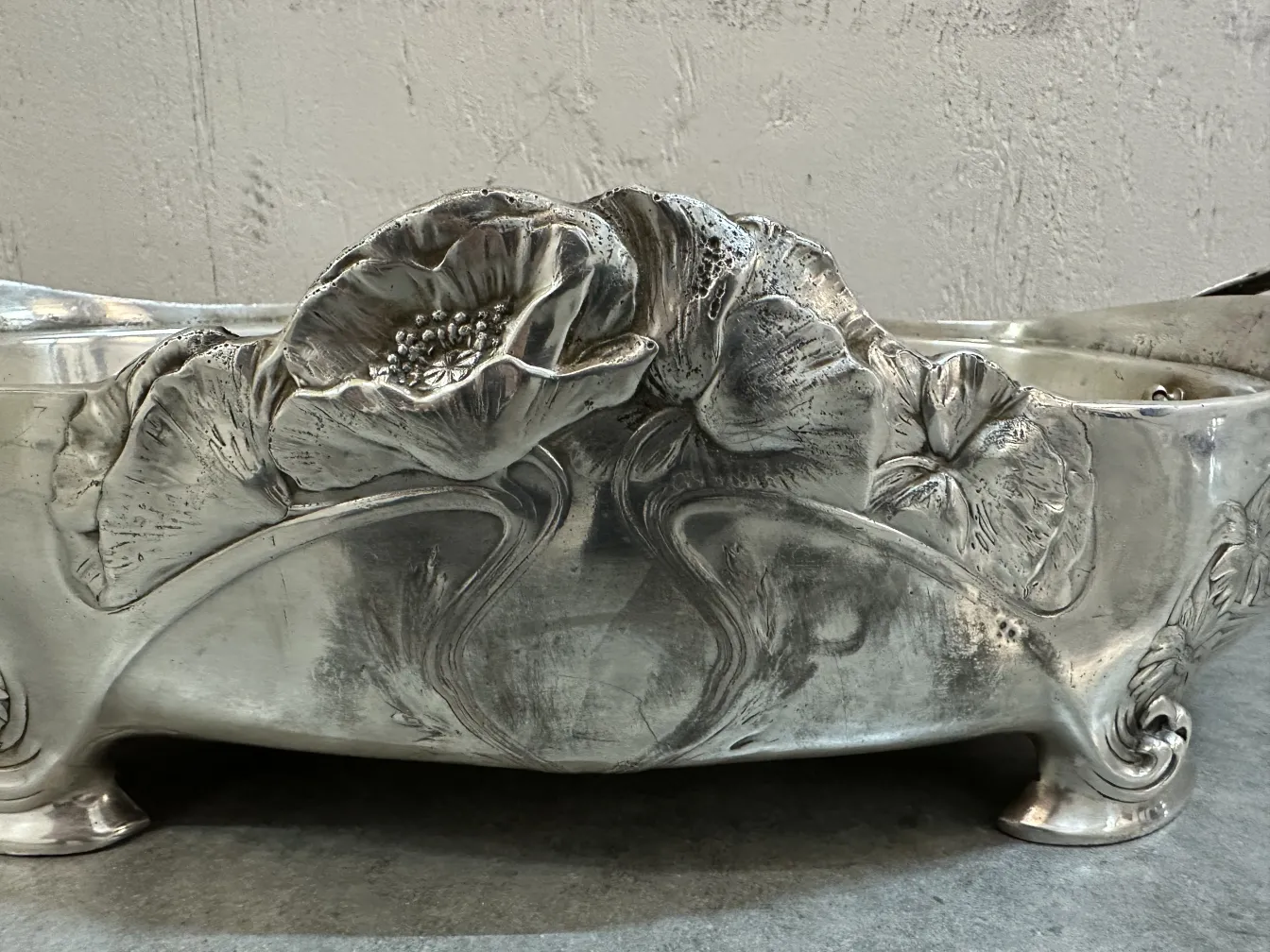 antique gallia centerpiece with floral designs