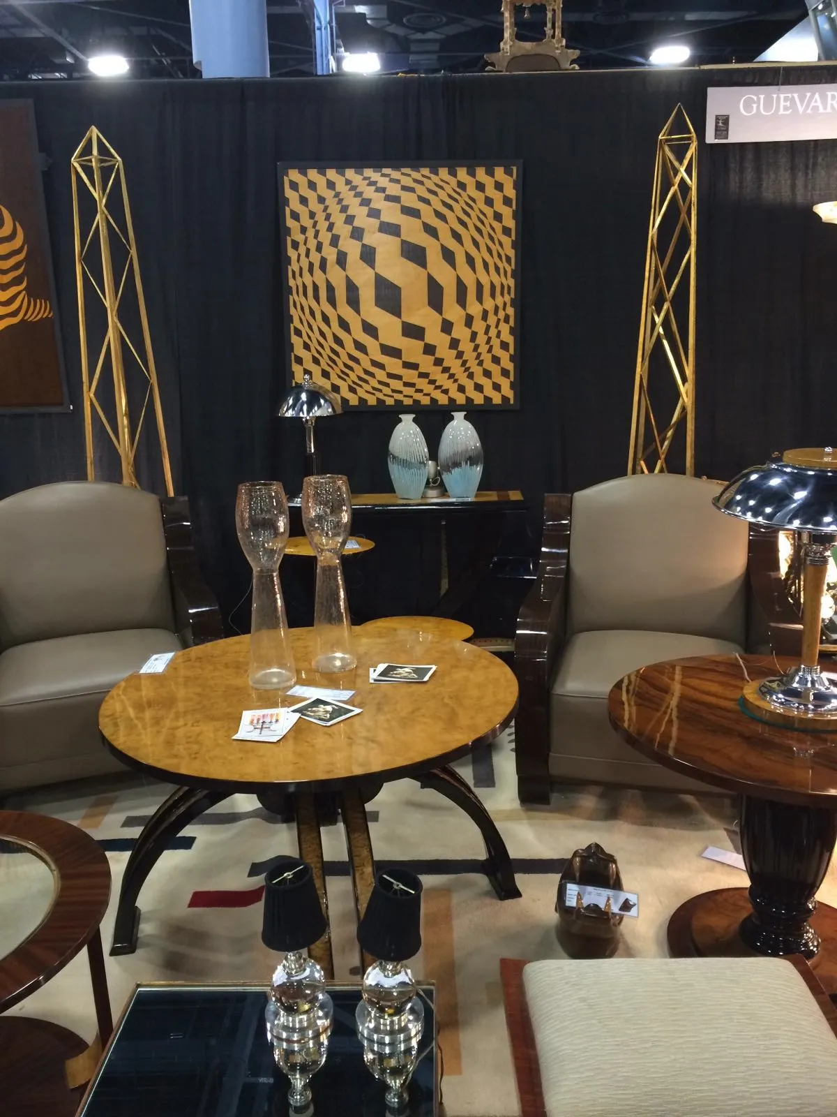 Round antique marquetry table with intricate patterns