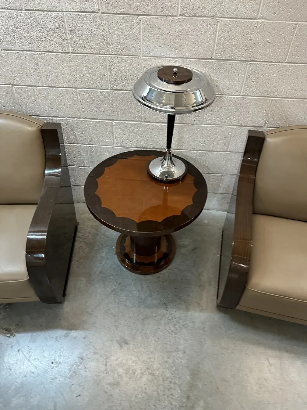 antique small table with decorative design in the center