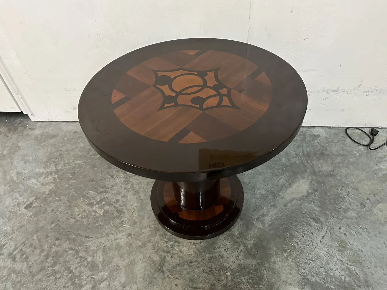 antique small round table with decorative top