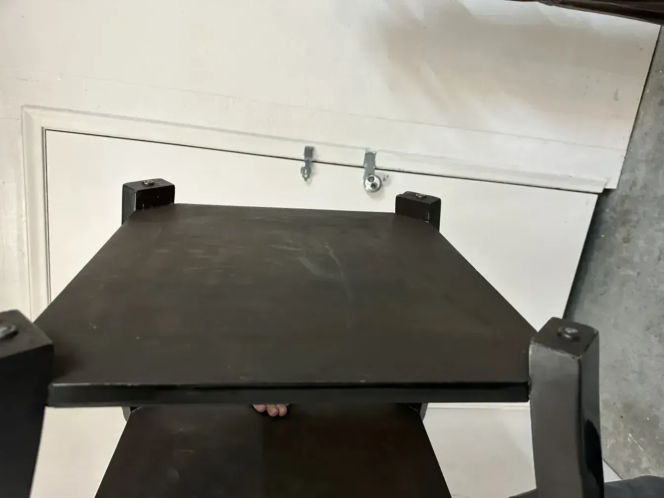 Top view of two antique small tables with functional design