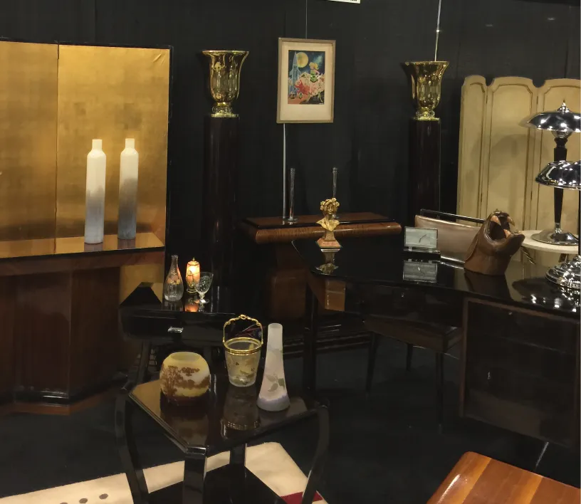 two antique small tables with elegant style in a decorated setting