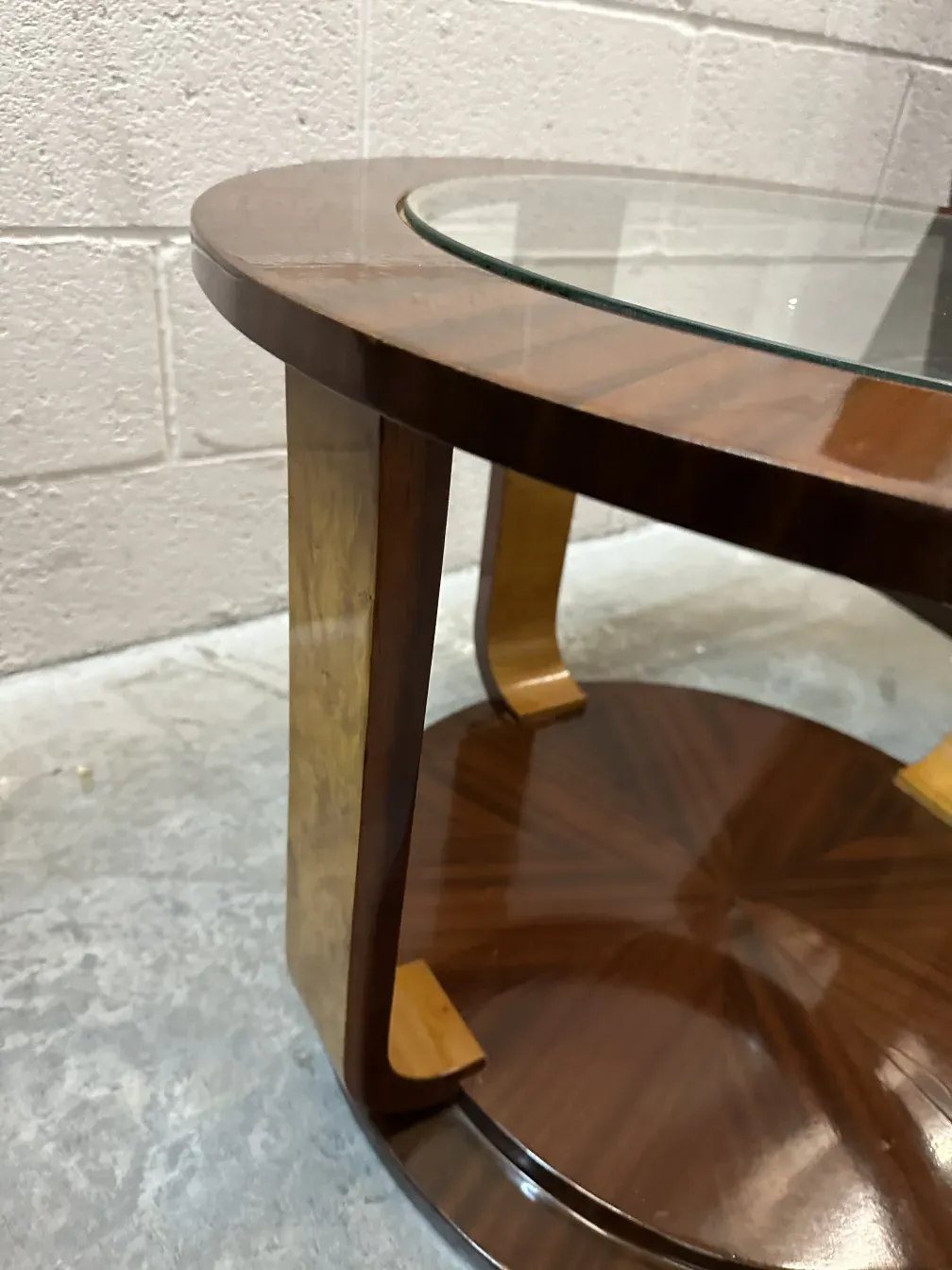 Detail of antique two small tables with an attractive design on top.