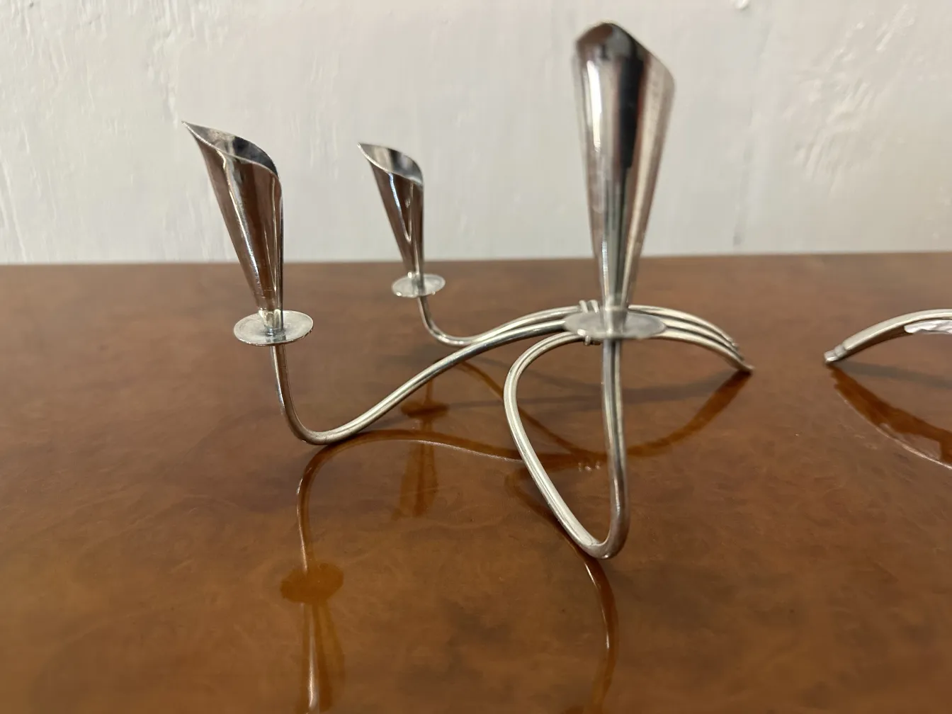 Antique candle holders with elegant design on the table