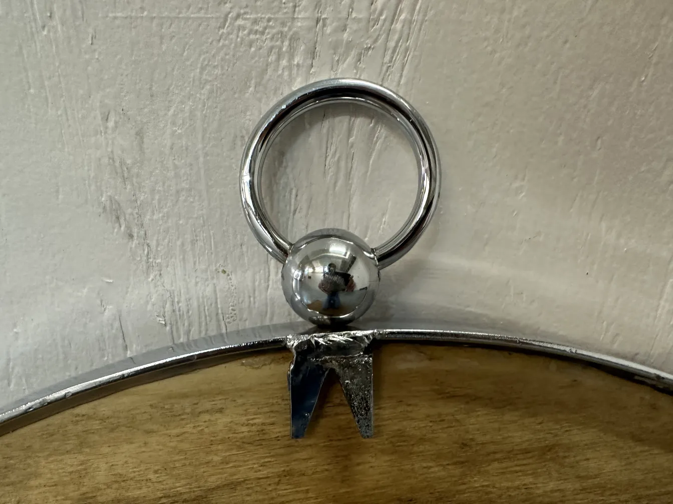 top view of antique 2 mirrors with decorative ring