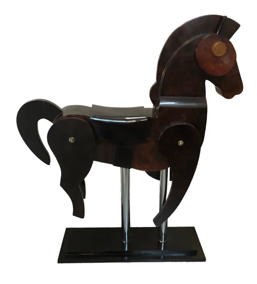 decorative antique horse on black base