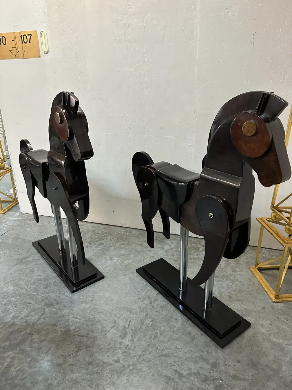 detailed view of antique sculpture of two horses