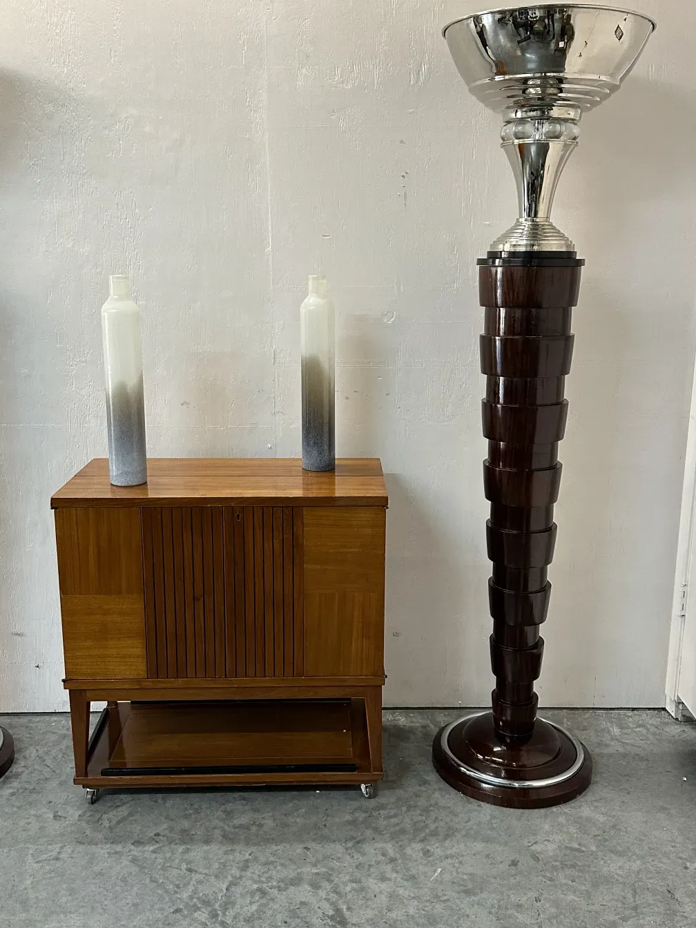 vintage bar cabinet with elegant finish and subtle details