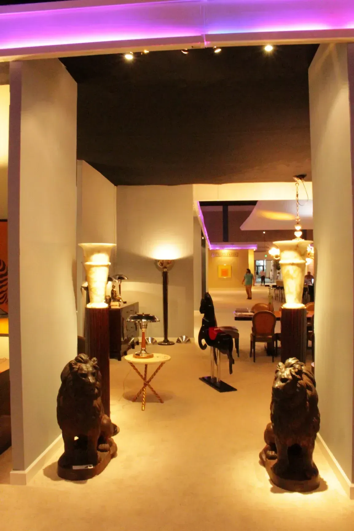 antique sculpture of a horse in a modern setting