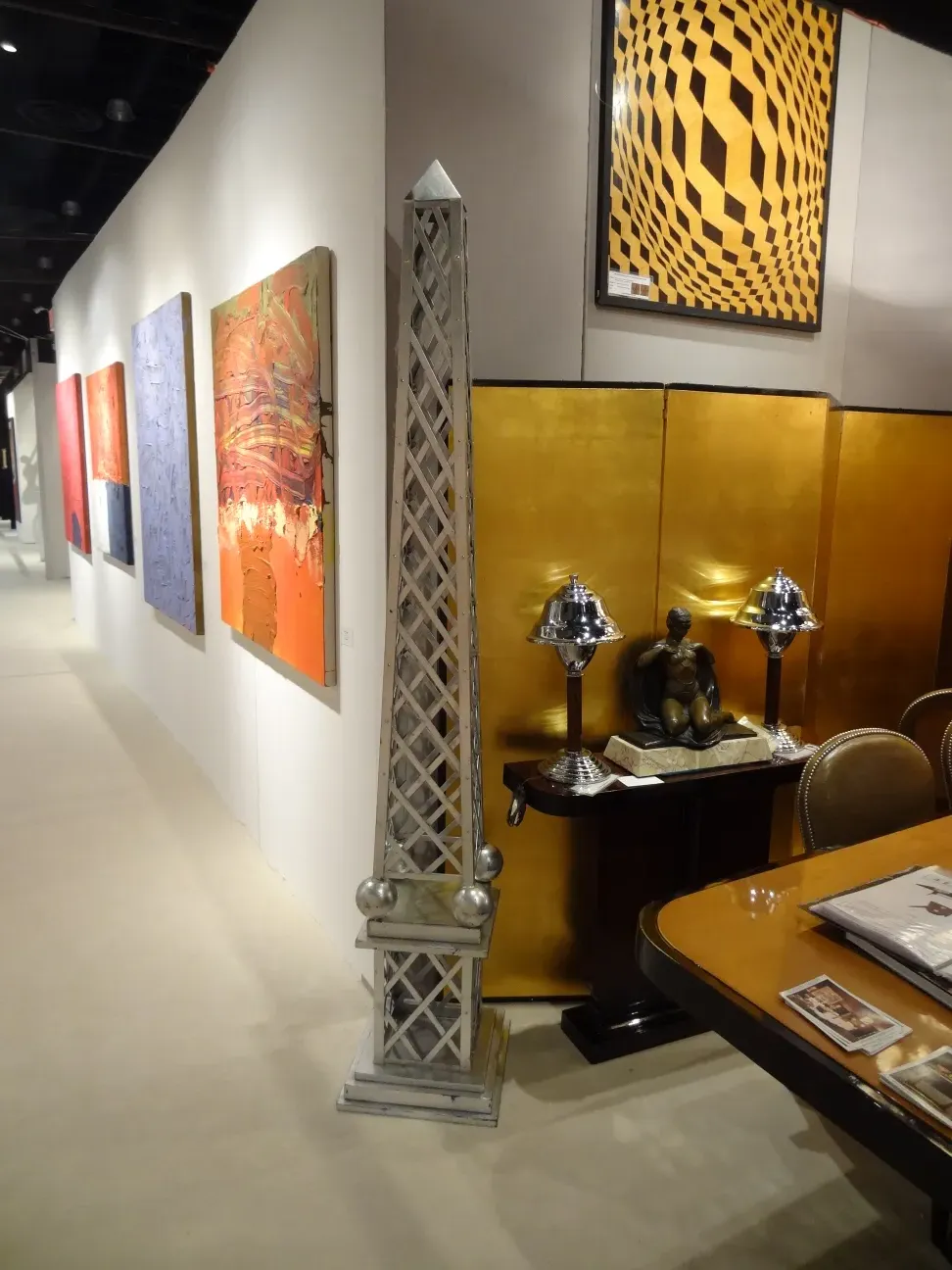 antique decorative obelisk in a modern setting