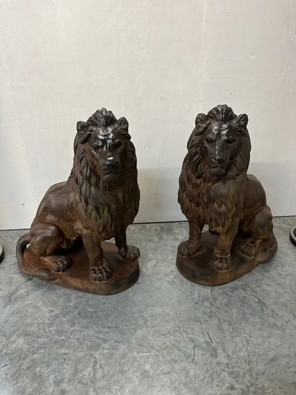 two antique lions by A. Durenne in majestic pose