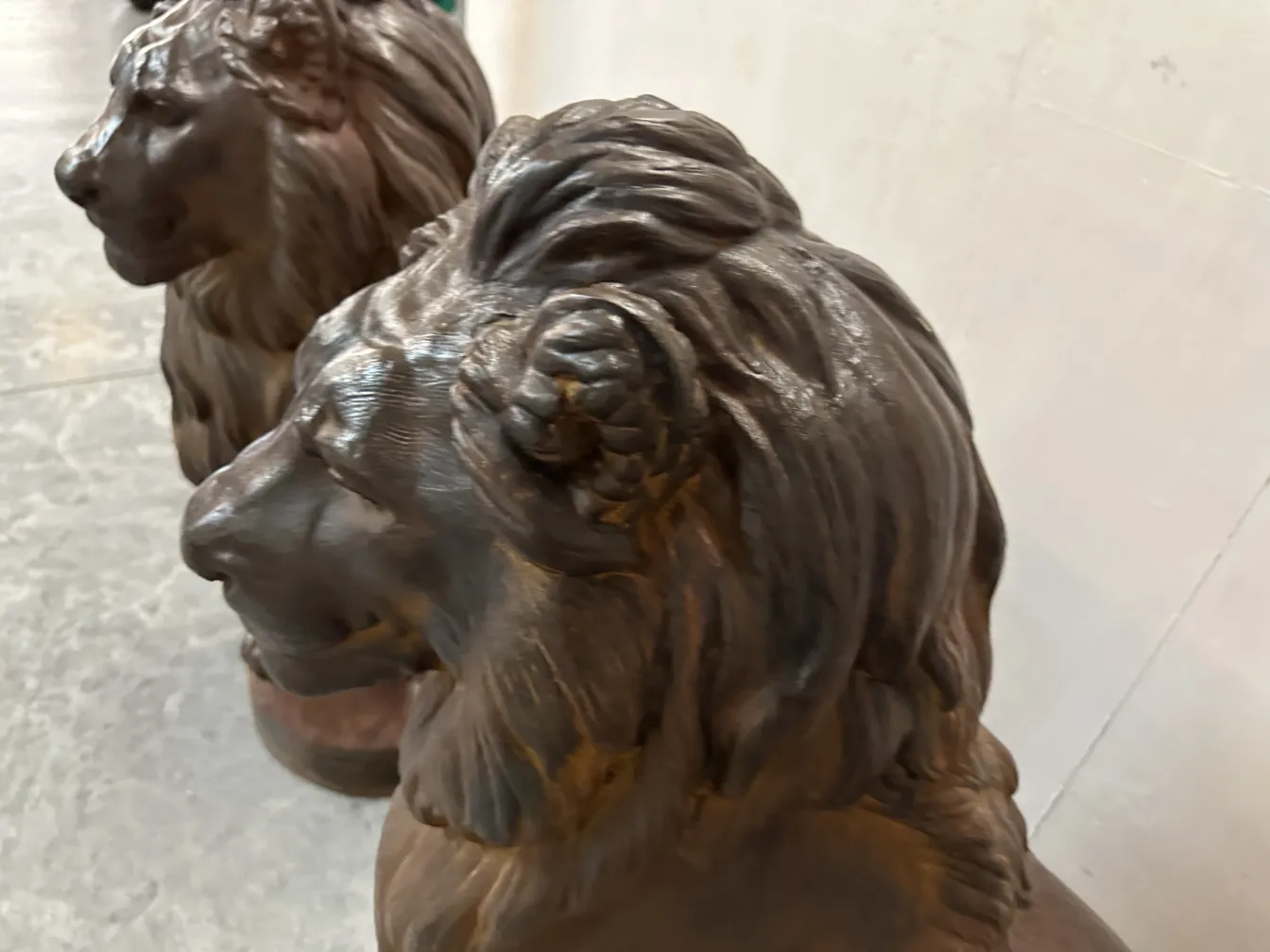 antique two lions with detailed fur