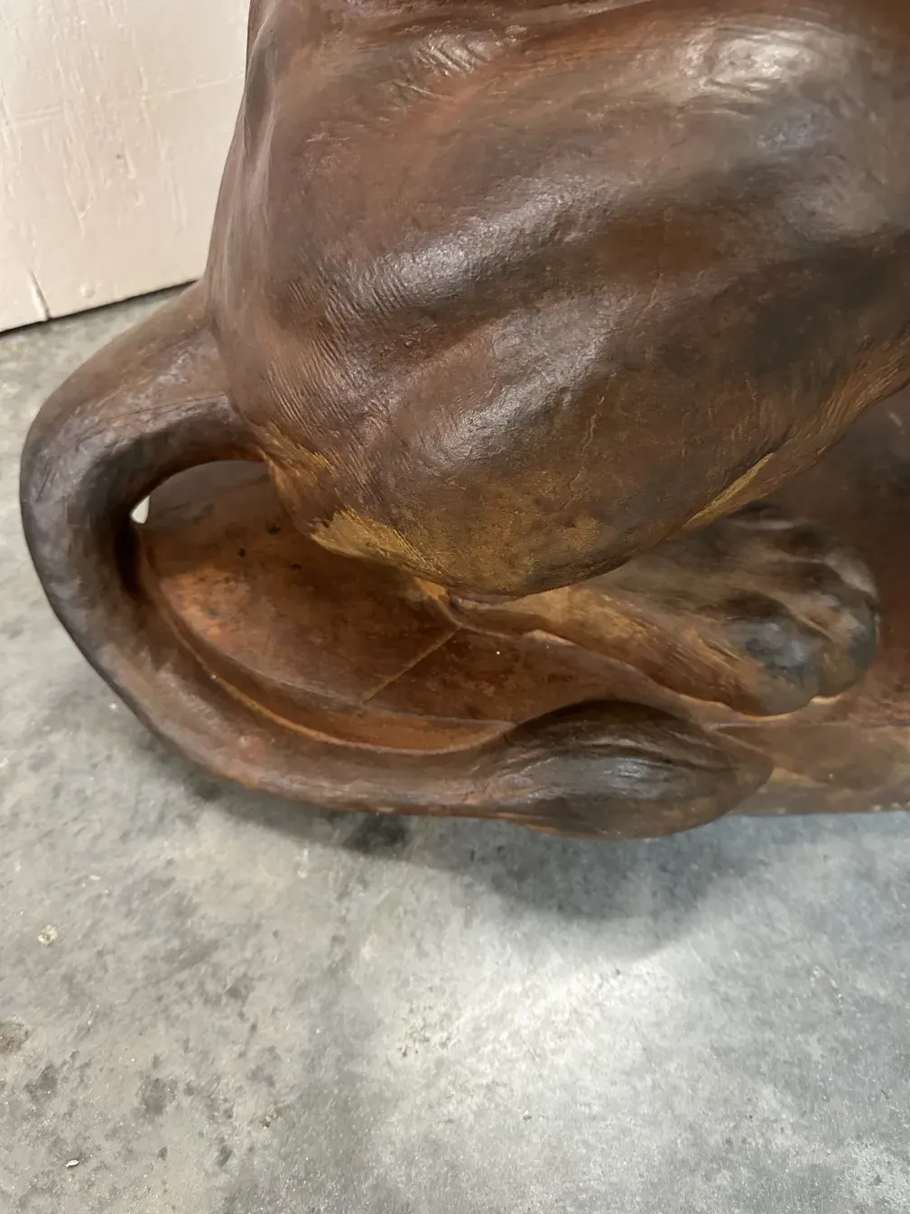 antique sculpture of 2 lions, detailed surface