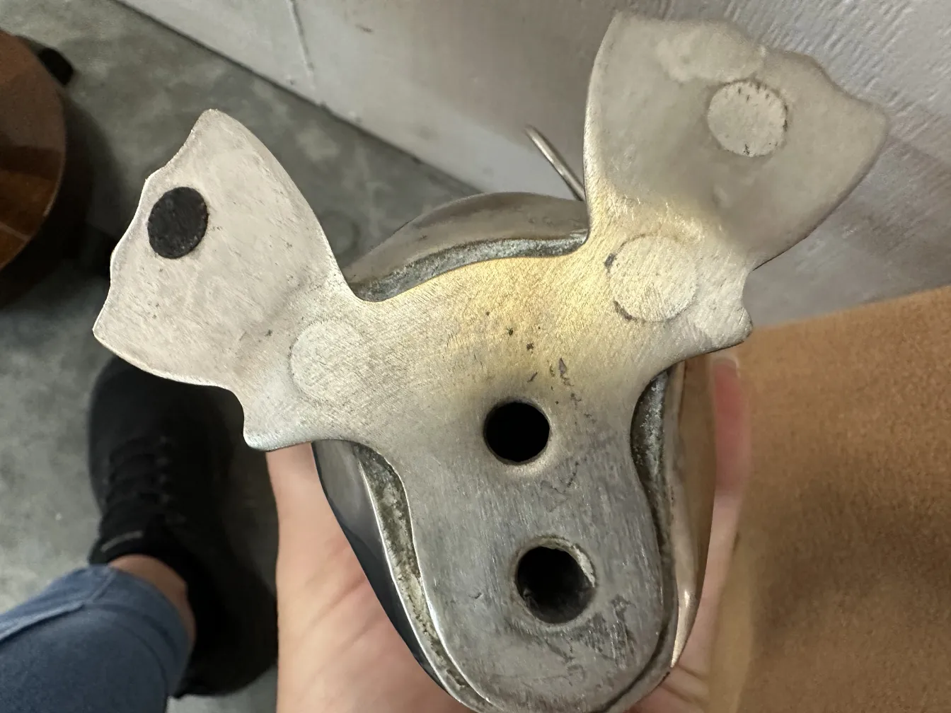 Top view of two antique penguins with striking details