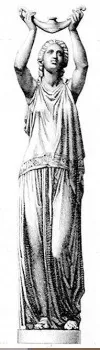 ancient sculpture of a female figure holding an object