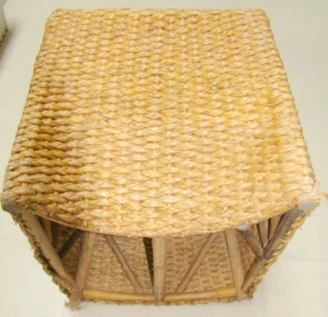 antique dining table, woven design, seats 4 people