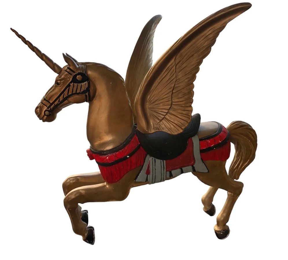 golden-winged unicorn, beautifully decorated, antique figure