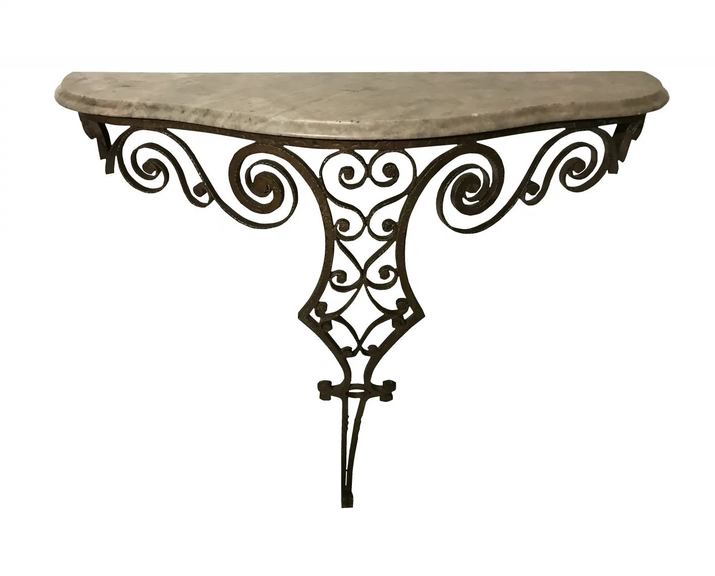 antique console with elegant spiral design