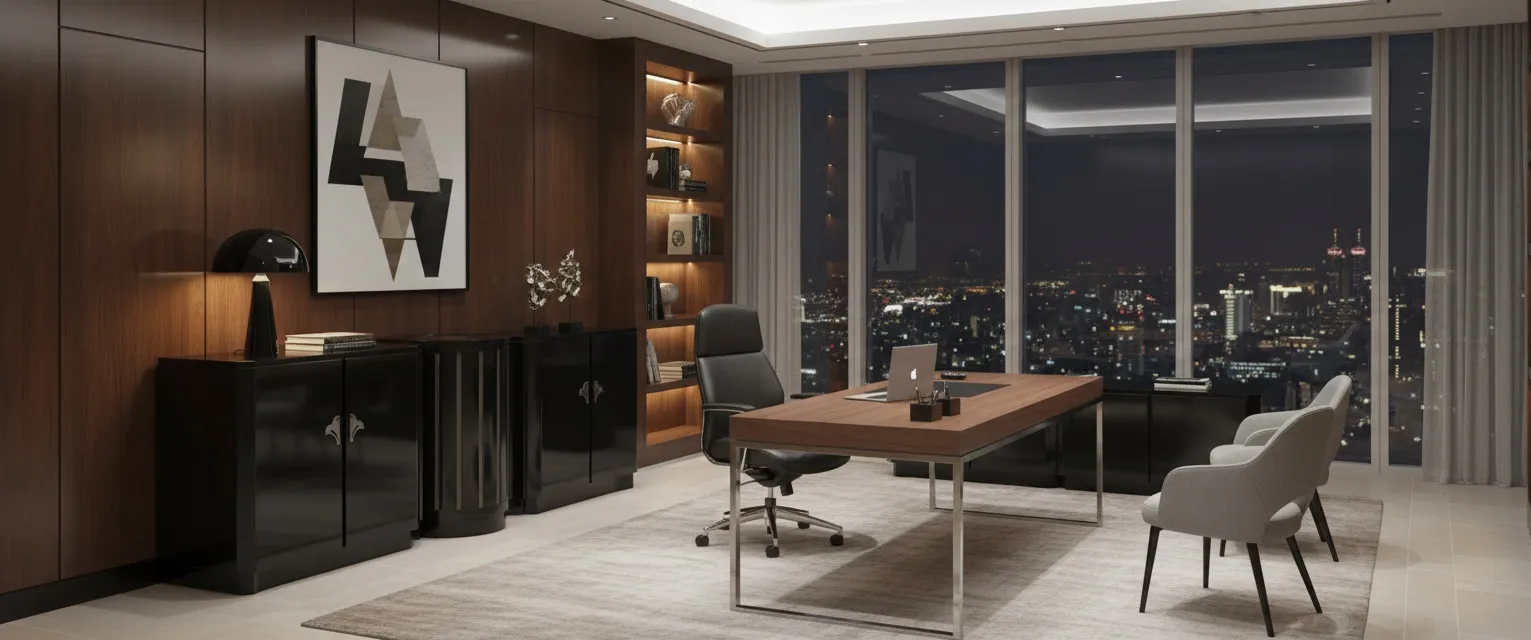 antique sideboard Art Deco in a modern office