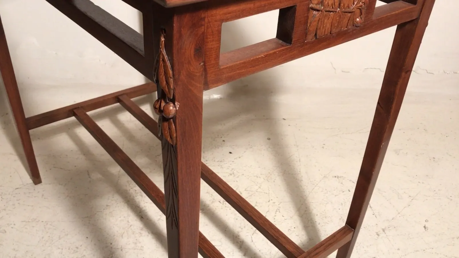 antique table with carved decoration, elegant setting