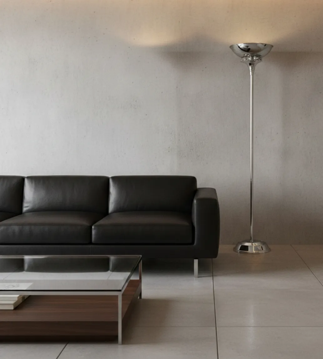 Two antique floor lamps in a modern setting.