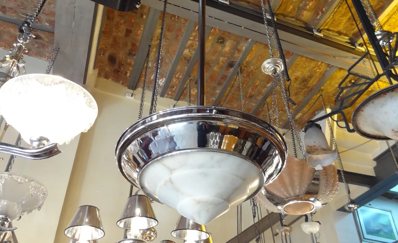 Antique hanging lamp with elegant artistic design in the environment