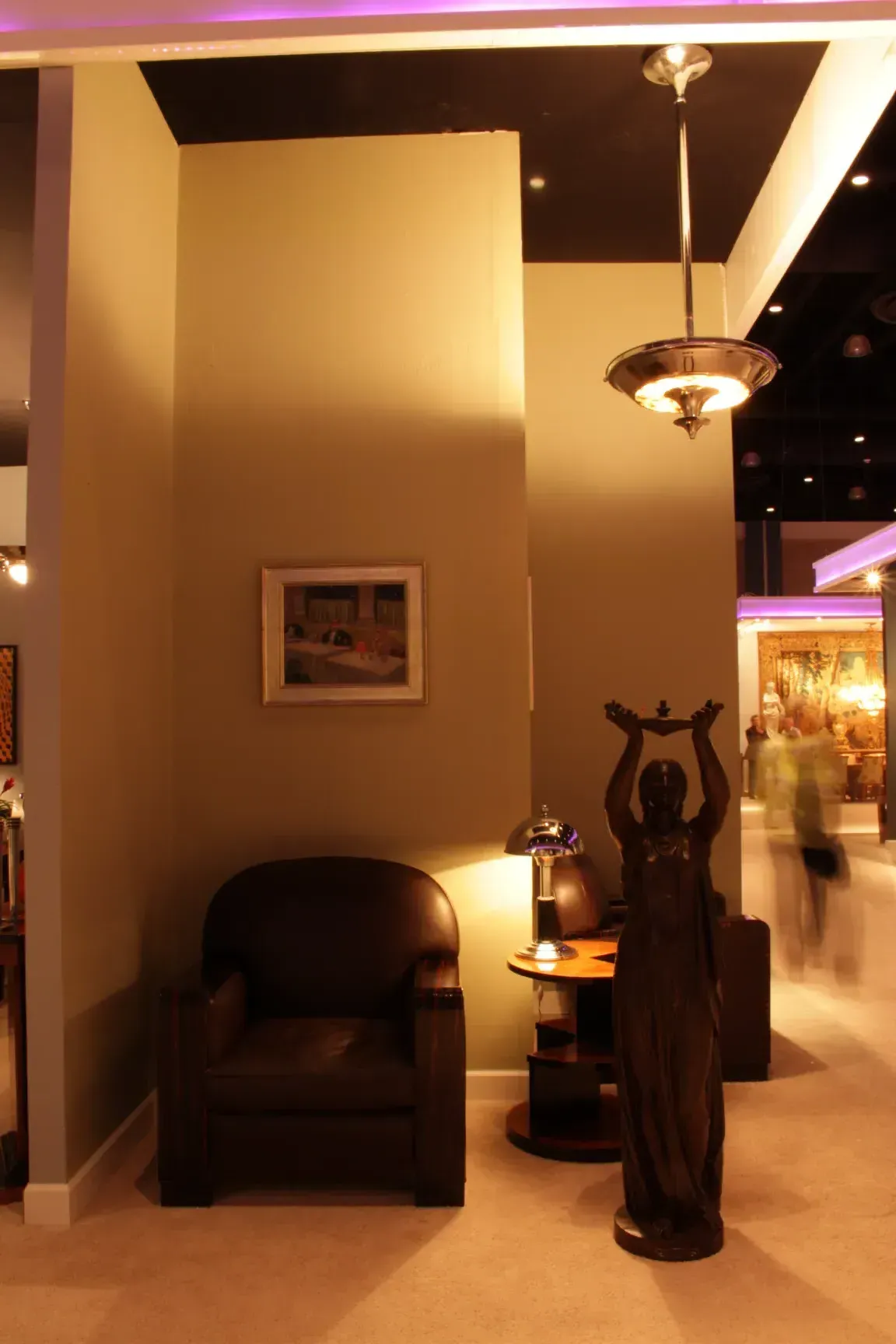 two antique hanging lamps in art deco style in room